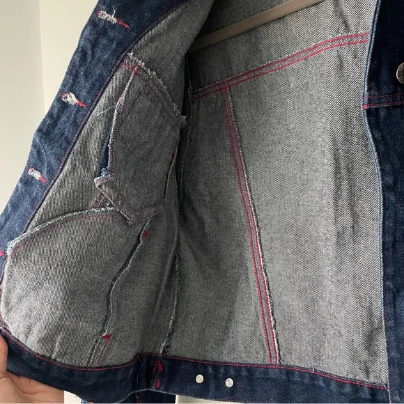rave 4 real contrast stitch denim jacket - Picture 5 of 10